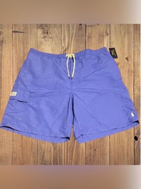 Polo Ralph Lauren Swim Trunks Shorts Lined Blue Cargo Pony Sz 2XB NWT